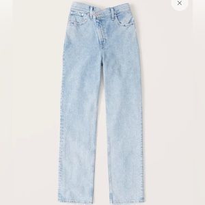 Abercrombie 90s straight ultra high rise criss cross Jean in light wash